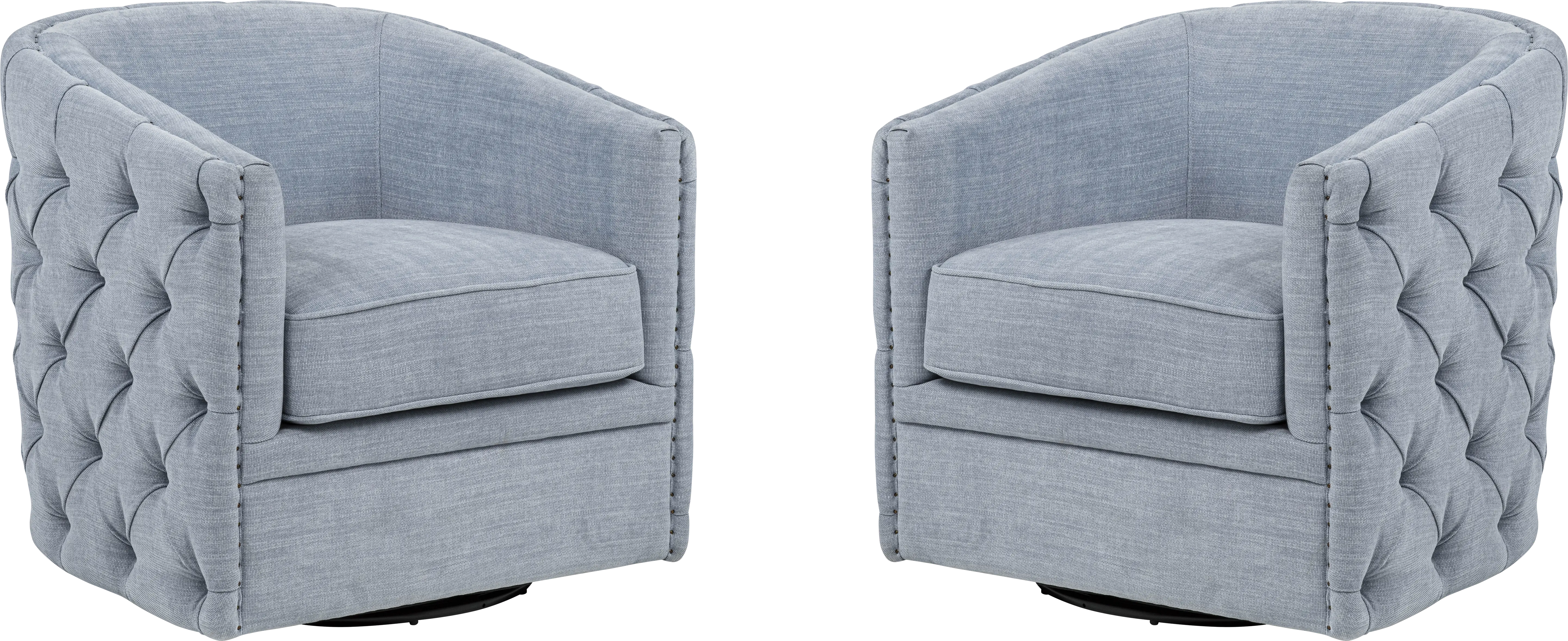 Adriana Light Blue Swivel Chair, Set of 2 - Thumbnail - Image 1