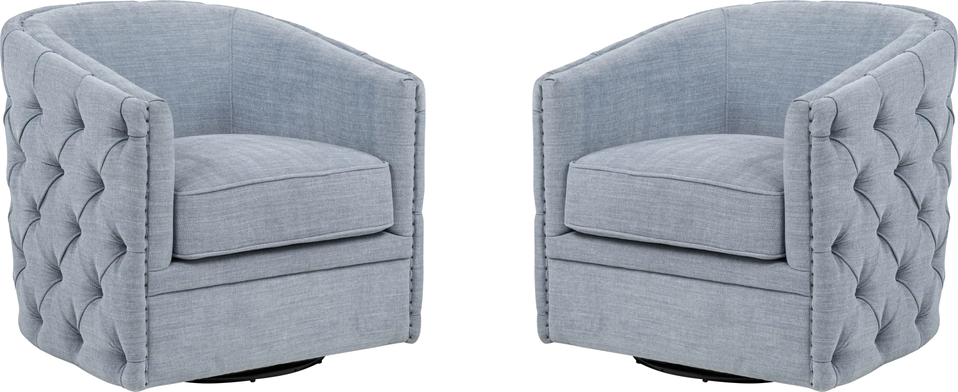 Adriana Light Blue Swivel Chair, Set of 2 - Image 1