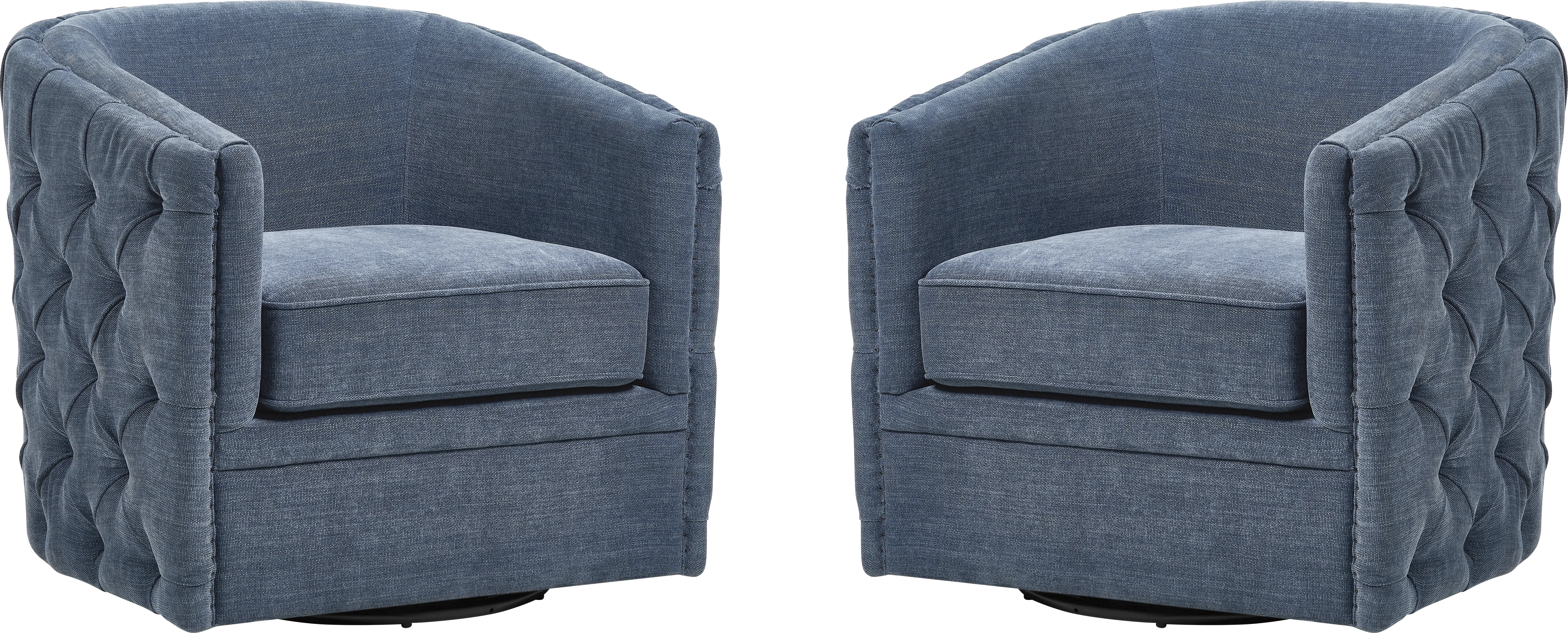 Adriana Navy Swivel Chair, Set of 2 - Thumbnail - Image 1