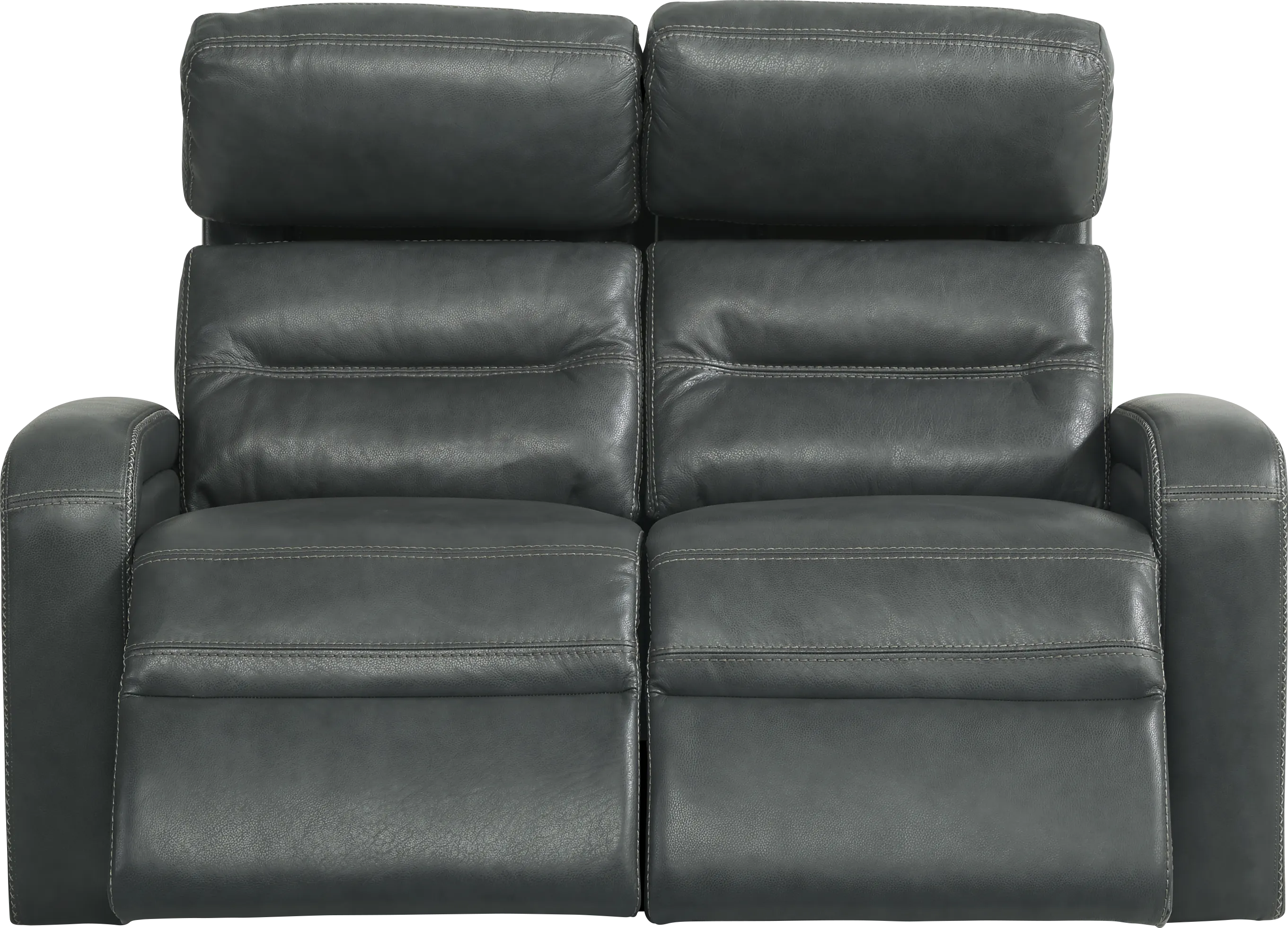 Sierra Madre Gray Leather Dual Power Reclining Loveseat - Thumbnail - Image 1