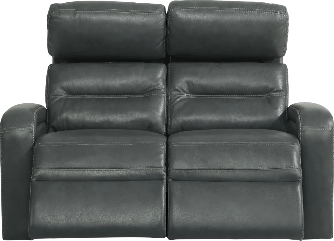 Sierra Madre Gray Leather Dual Power Reclining Loveseat