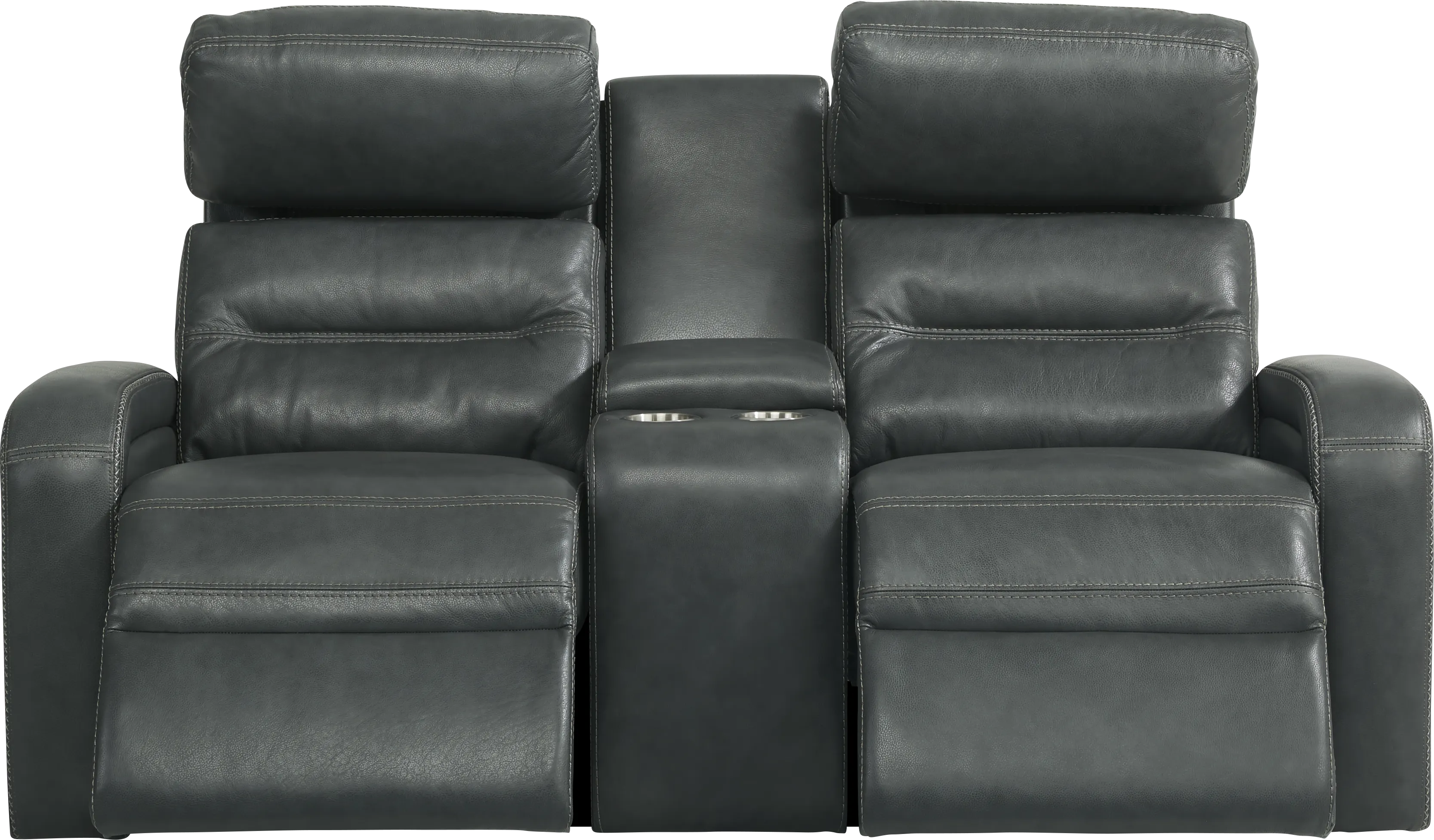 【ree-mama】 Sierra Madre 5 Pc Gray Leather Non-Power Reclining Living Room Set