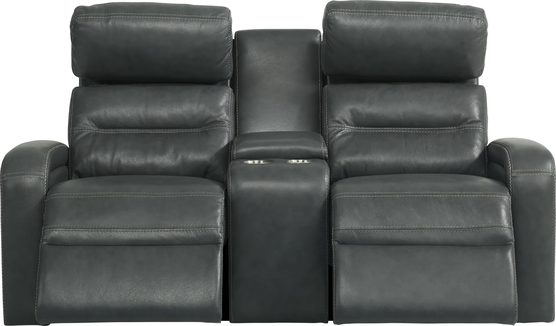 Sierra Madre Gray Leather Dual Power Reclining Console Loveseat - Image 1