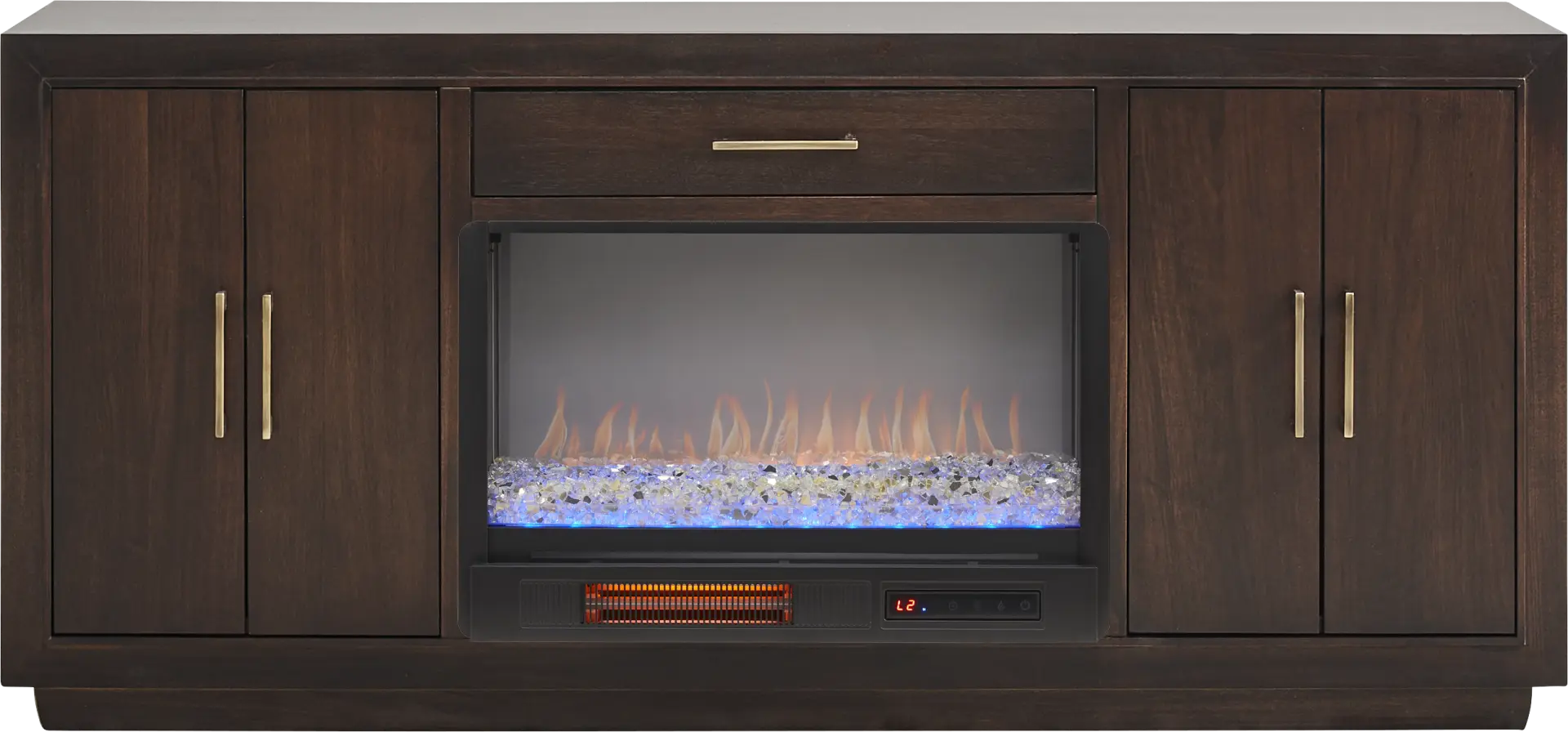 Grantham Brown 66 in. Console with Electric Fireplace