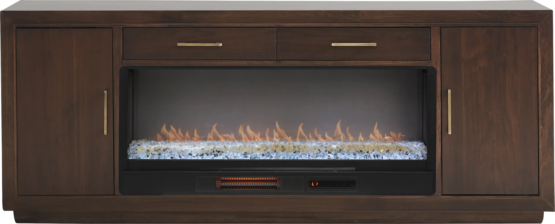 Grantham Brown 76 in. Console with Electric Fireplace