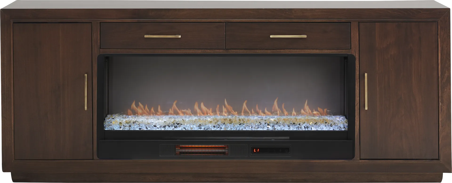 Grantham Brown 76 in. Console with Electric Fireplace - Image 1