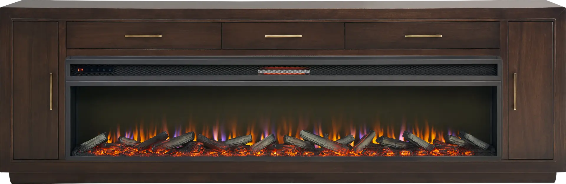 Grantham Brown 94 in. Console with Electric Log Fireplace