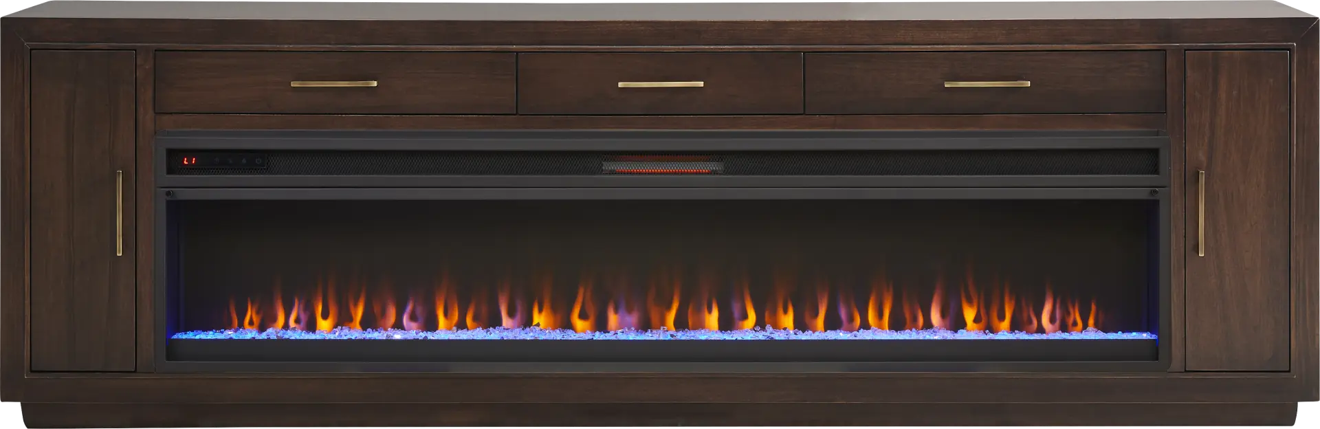 Grantham Brown 94 in. Console with Electric Fireplace