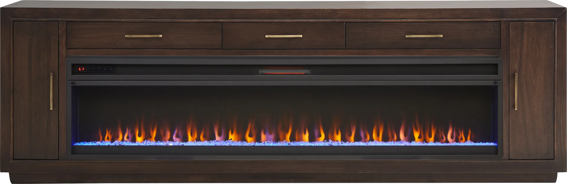 Grantham Brown 94 in. Console with Electric Fireplace - Image 1