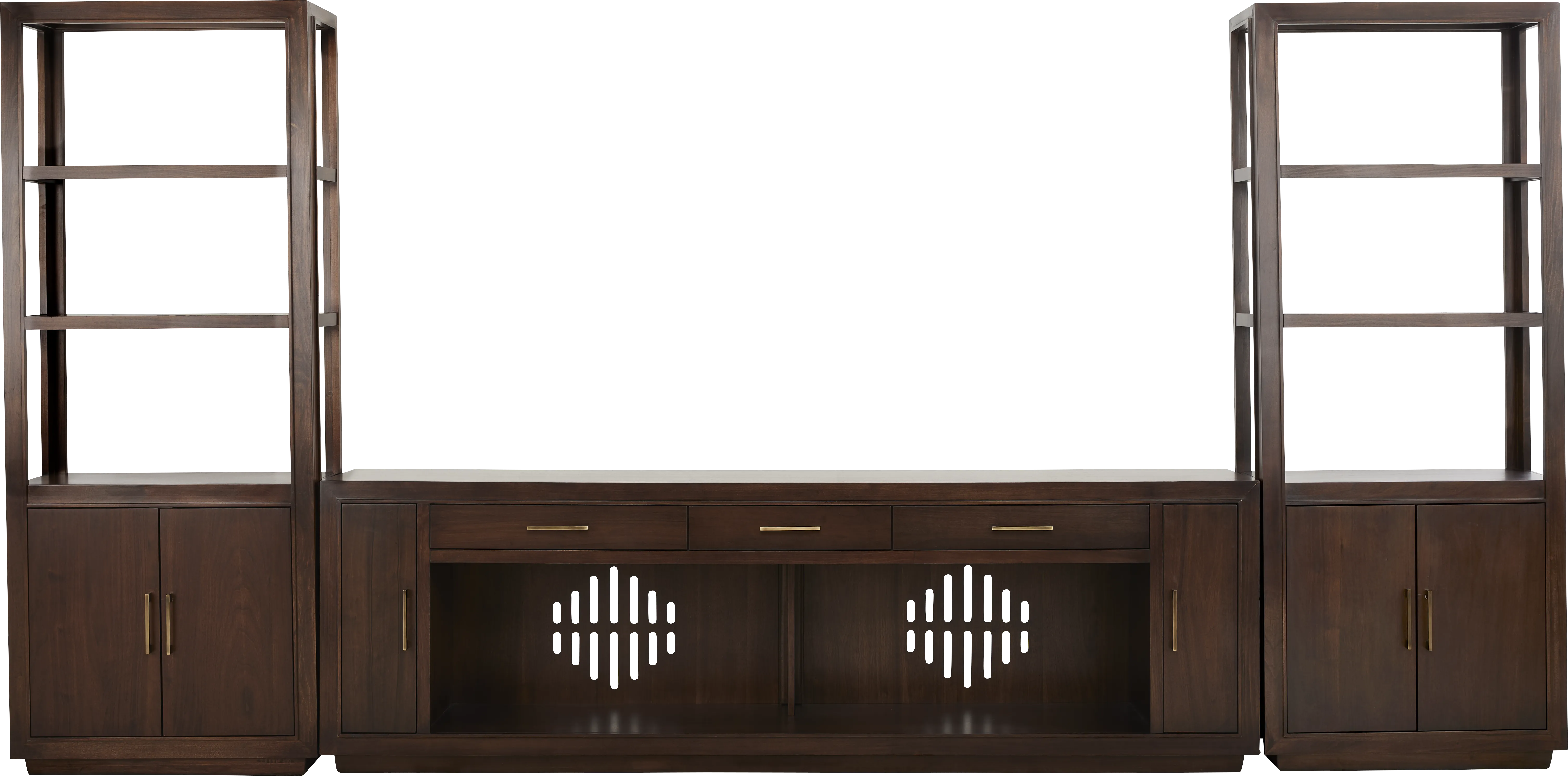 Grantham Brown 3 Pc Wall Unit with 94 in. Console - Thumbnail - Image 1