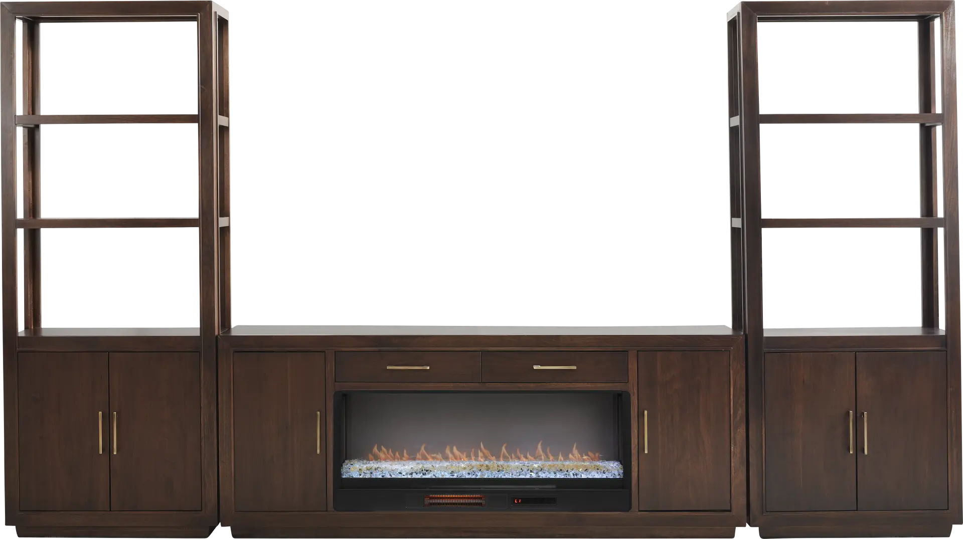 Grantham Brown 4 Pc Wall Unit with 76 in. Console and Electric Fireplace