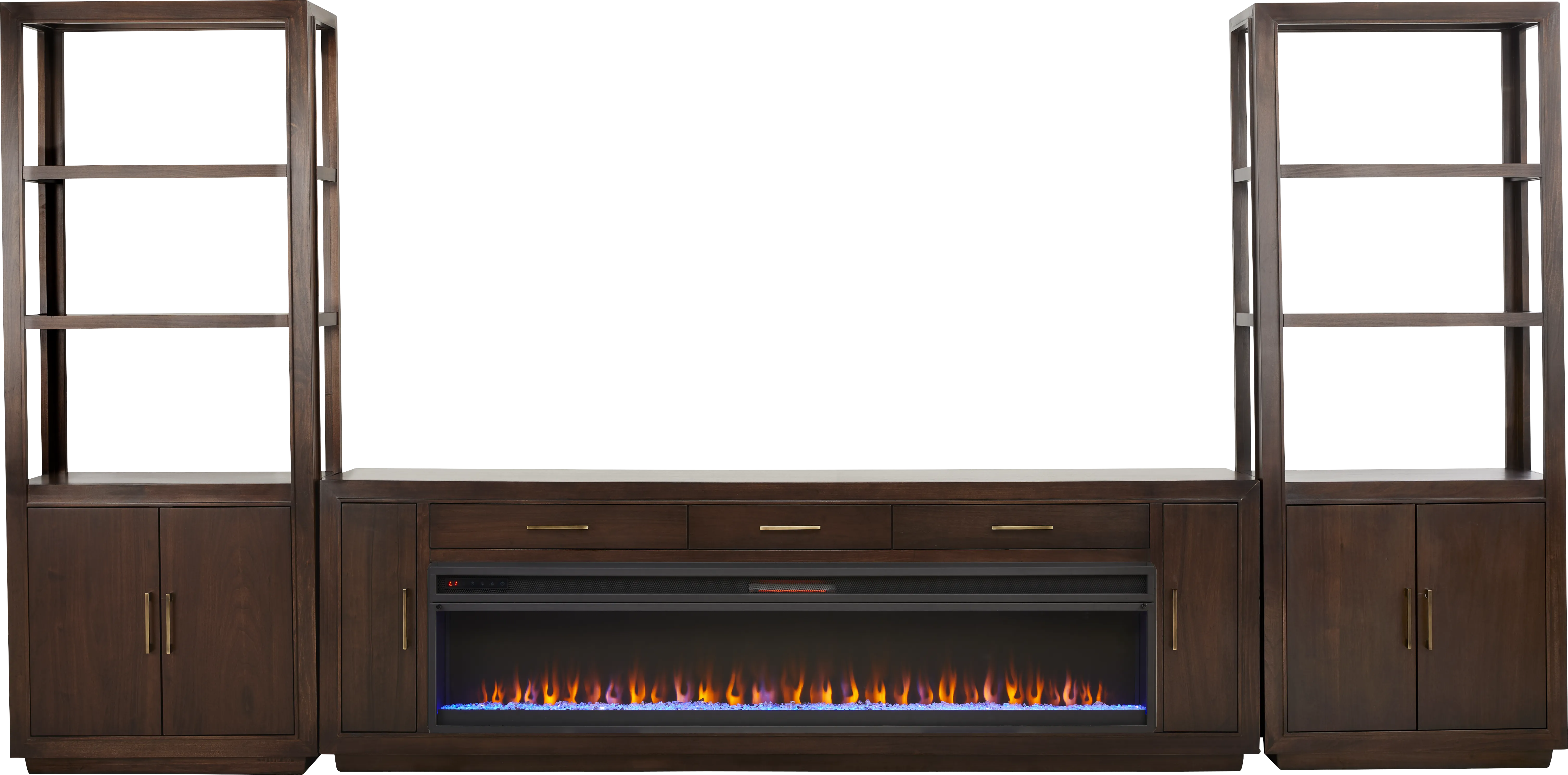 Grantham Brown 4 Pc Wall Unit with 94 in. Console and Electric Fireplace - Thumbnail - Image 1