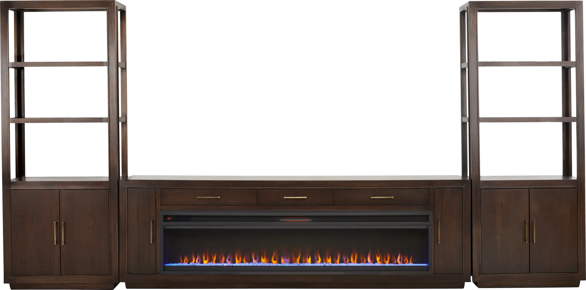 Grantham Brown 4 Pc Wall Unit with 94 in. Console and Electric Fireplace