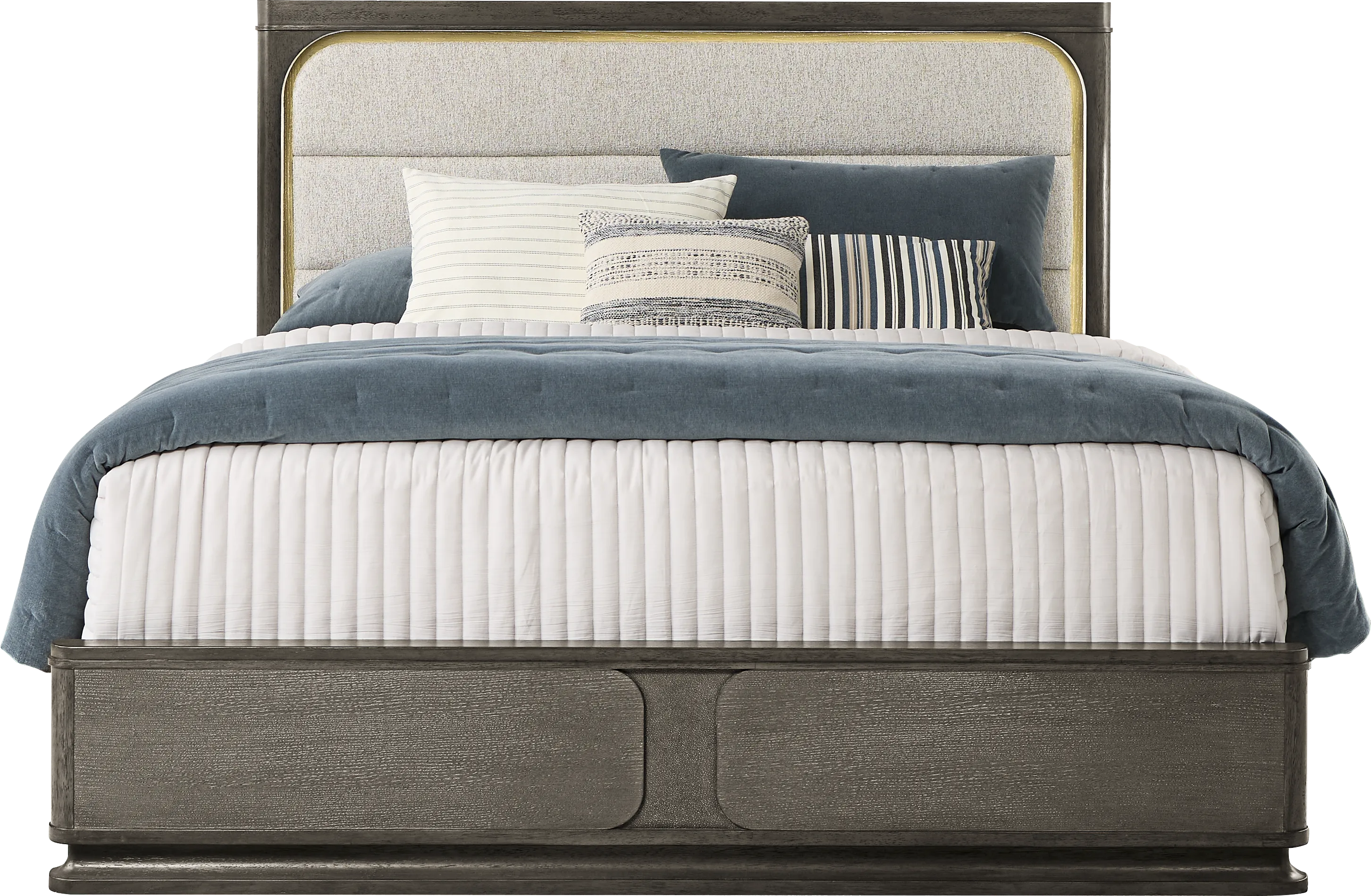 Branwyn 5 Pc Slate Gray Cream Beige King Bedroom Set With 3 Pc King Bed ...