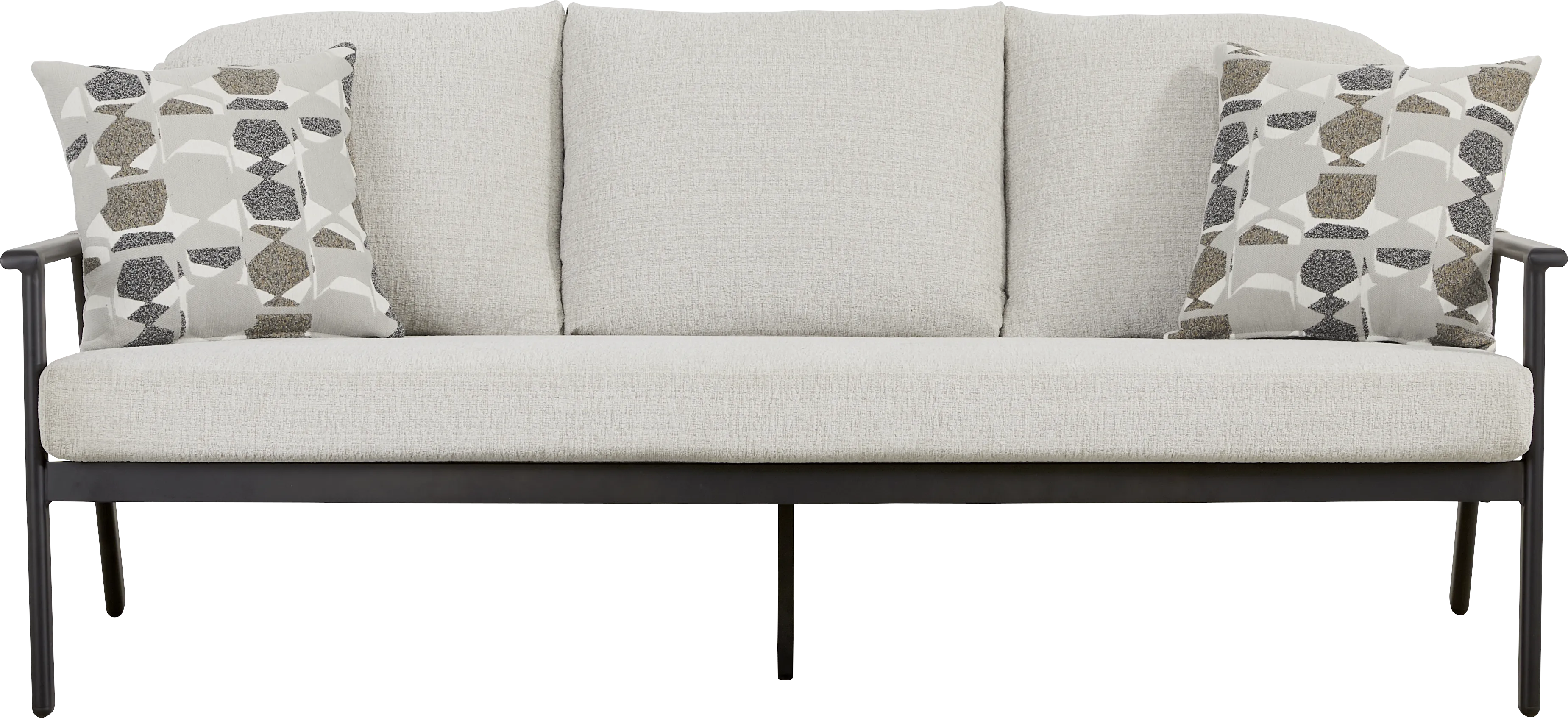 Porto Black Outdoor Sofa with Beige Cushions - Image 1