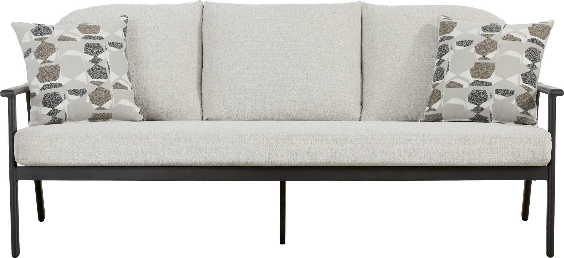 Porto Black Outdoor Sofa with Beige Cushions - Image 1