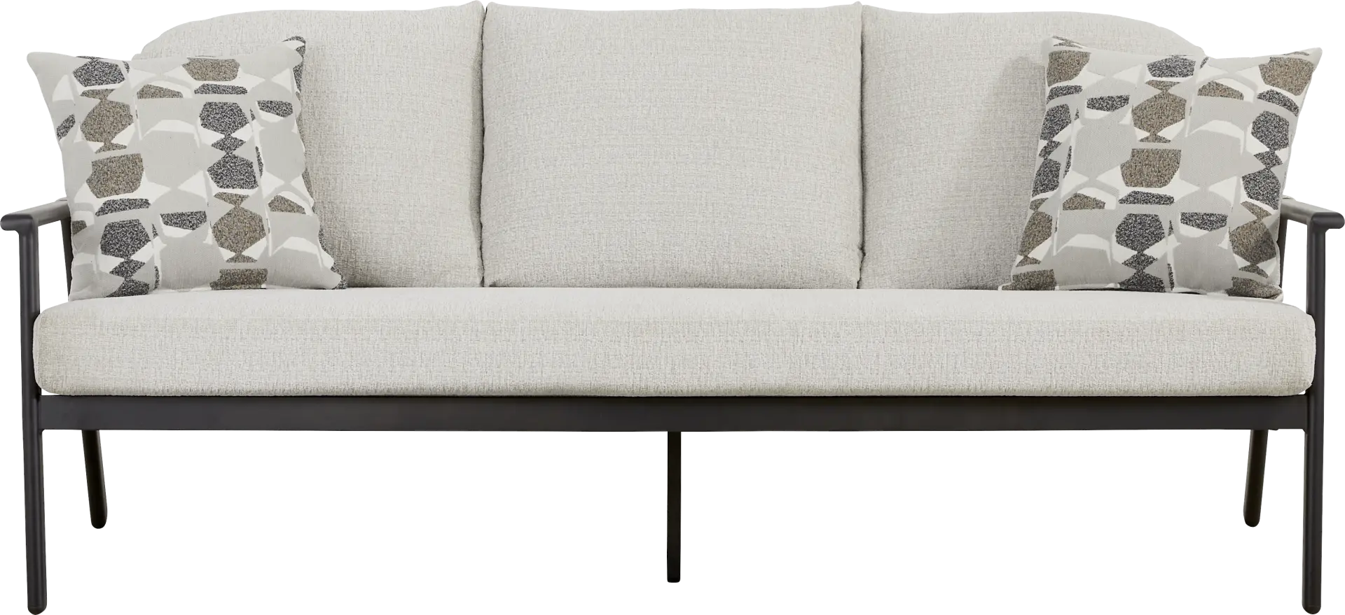 Porto Black Outdoor Sofa with Beige Cushions