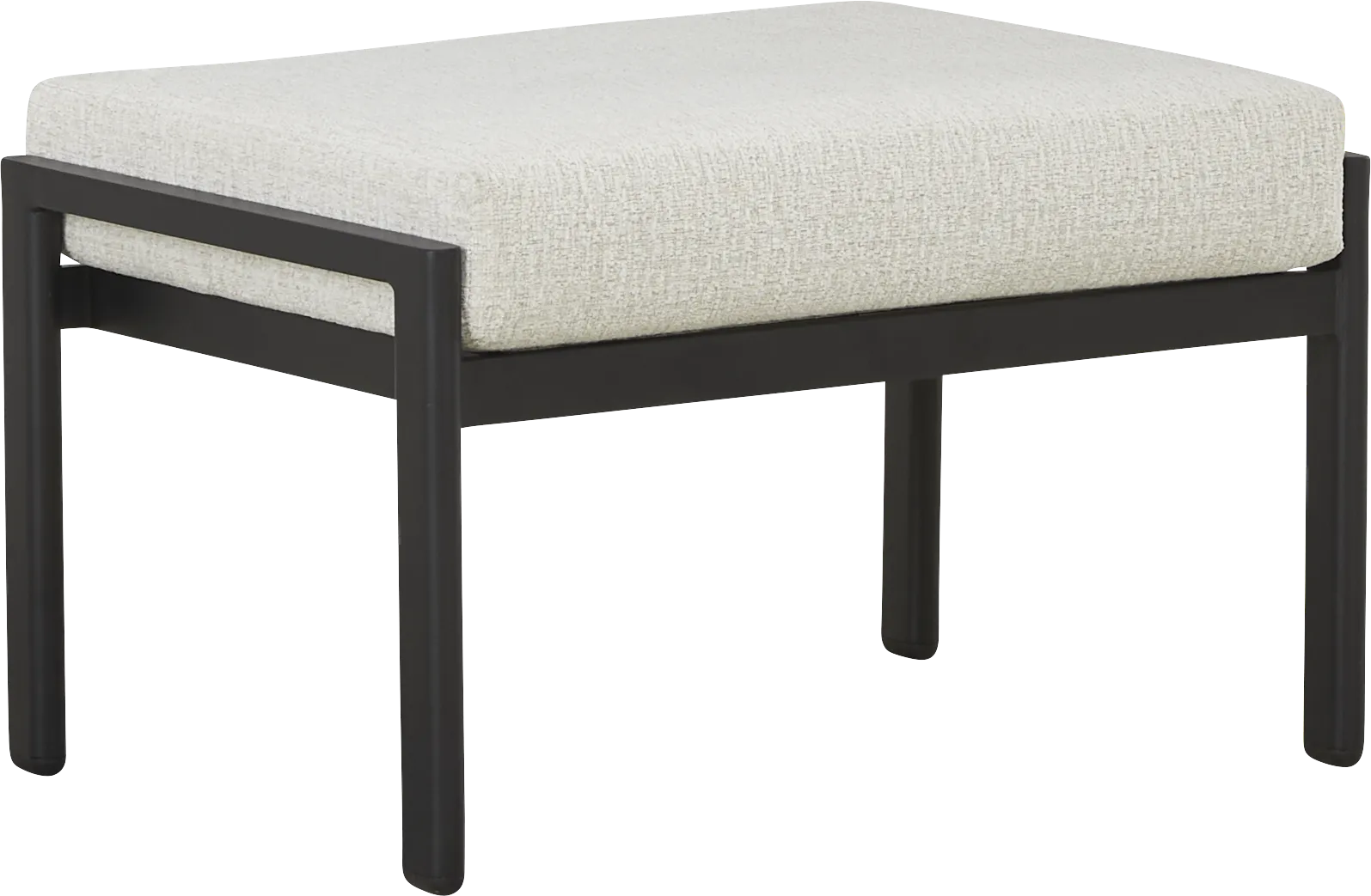 Porto Black Ottoman with Beige Cushion - Image 1