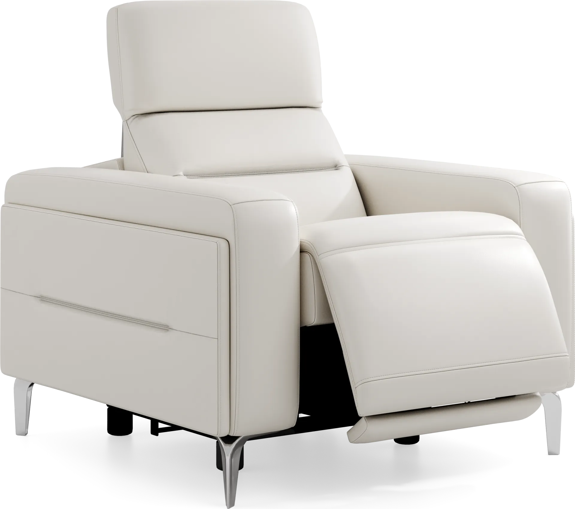 Amalfi White Leather 7 Pc Living Room with Dual Power Reclining Sofa - Image 15