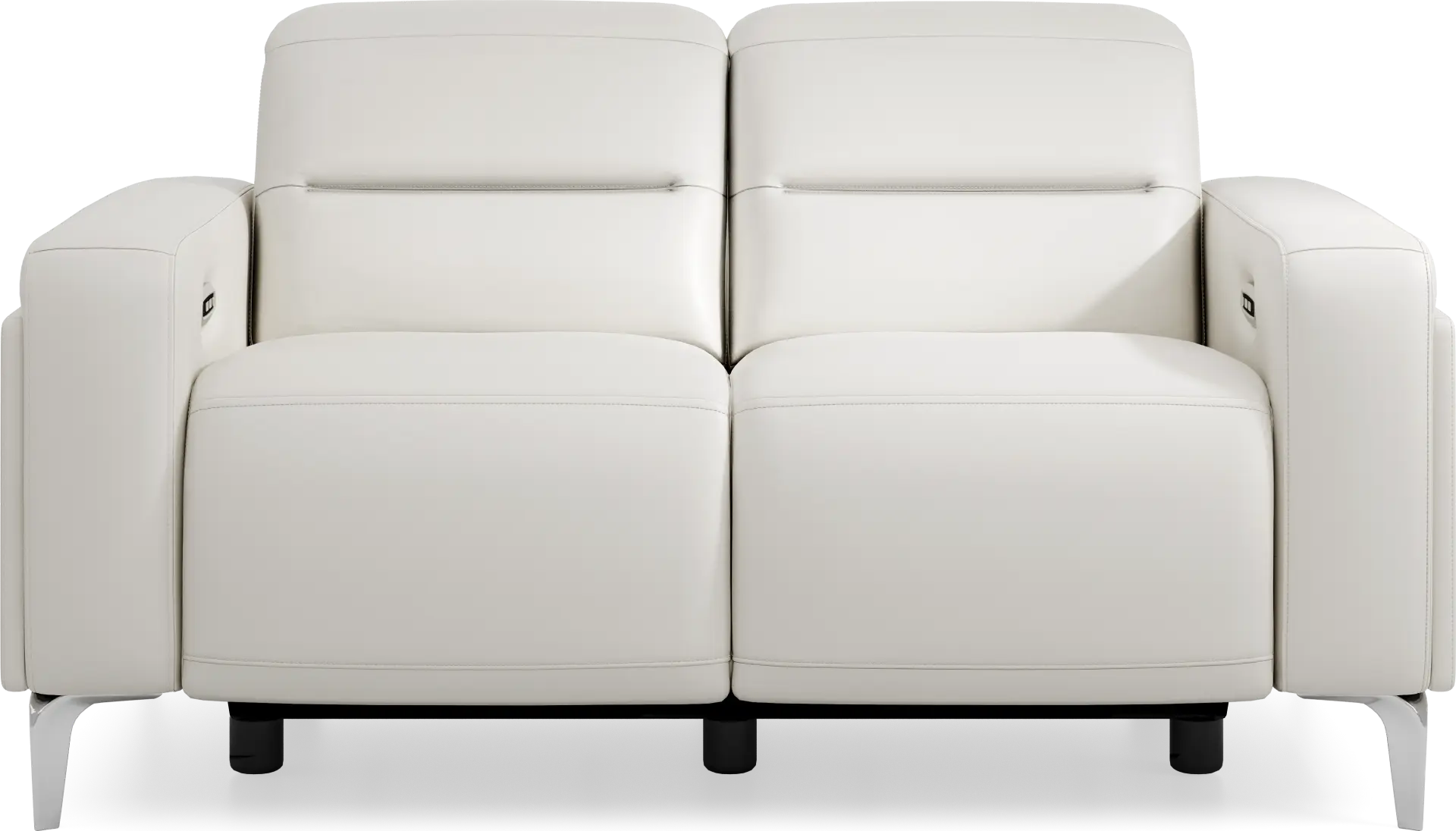 Amalfi White Leather Dual Power Reclining Loveseat