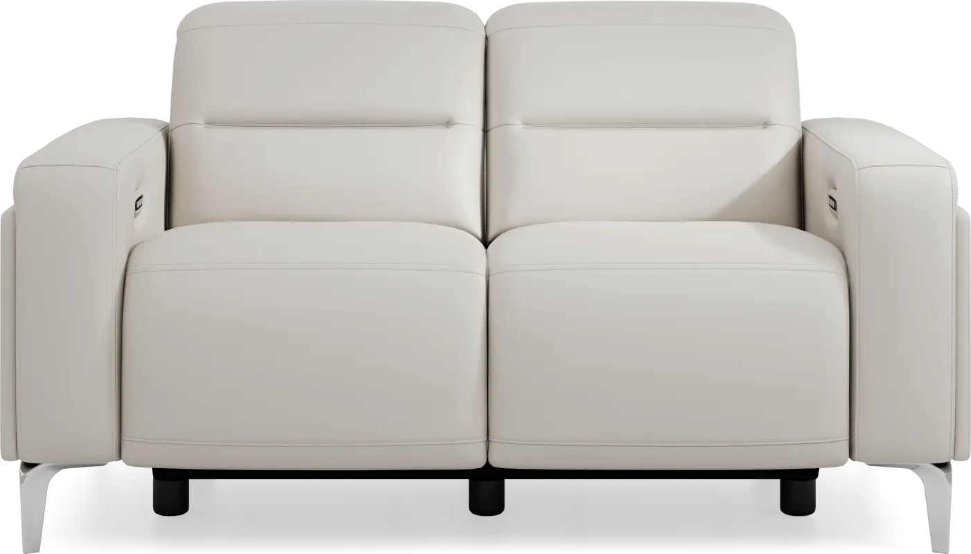 Amalfi Gray Leather Dual Power Reclining Loveseat