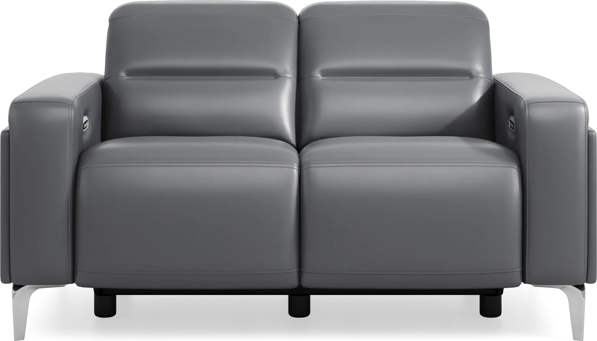 Amalfi Blue Leather Dual Power Reclining Loveseat - Image 2