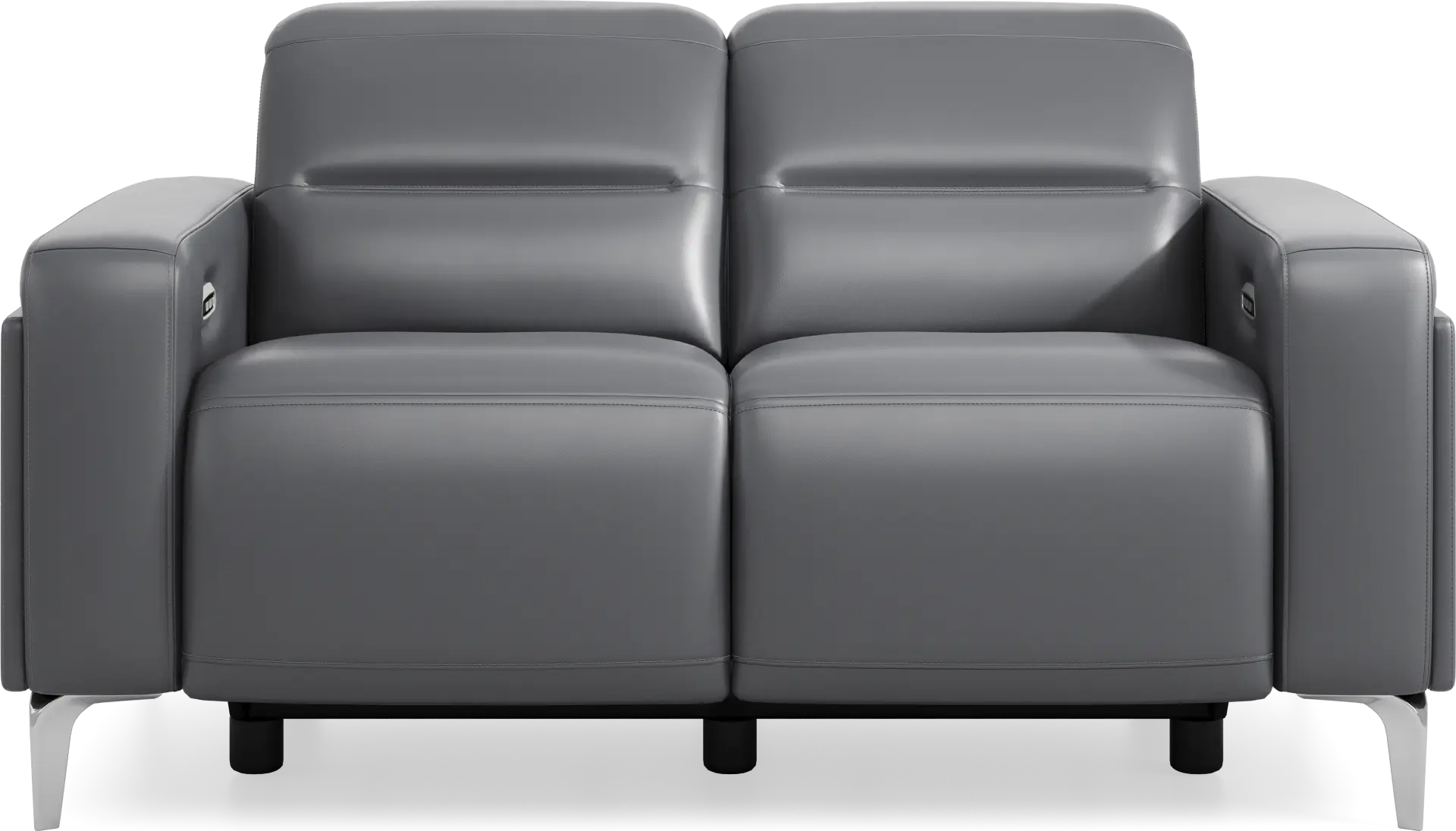 Amalfi Blue Leather Dual Power Reclining Loveseat