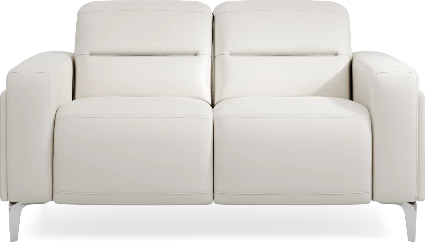 Amalfi White Leather Loveseat