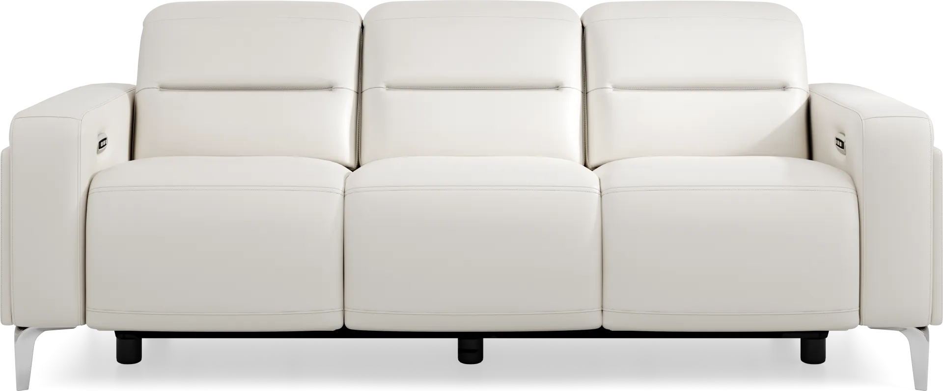 Amalfi White Leather 8 Pc Dual Power Reclining Living Room - Image 2
