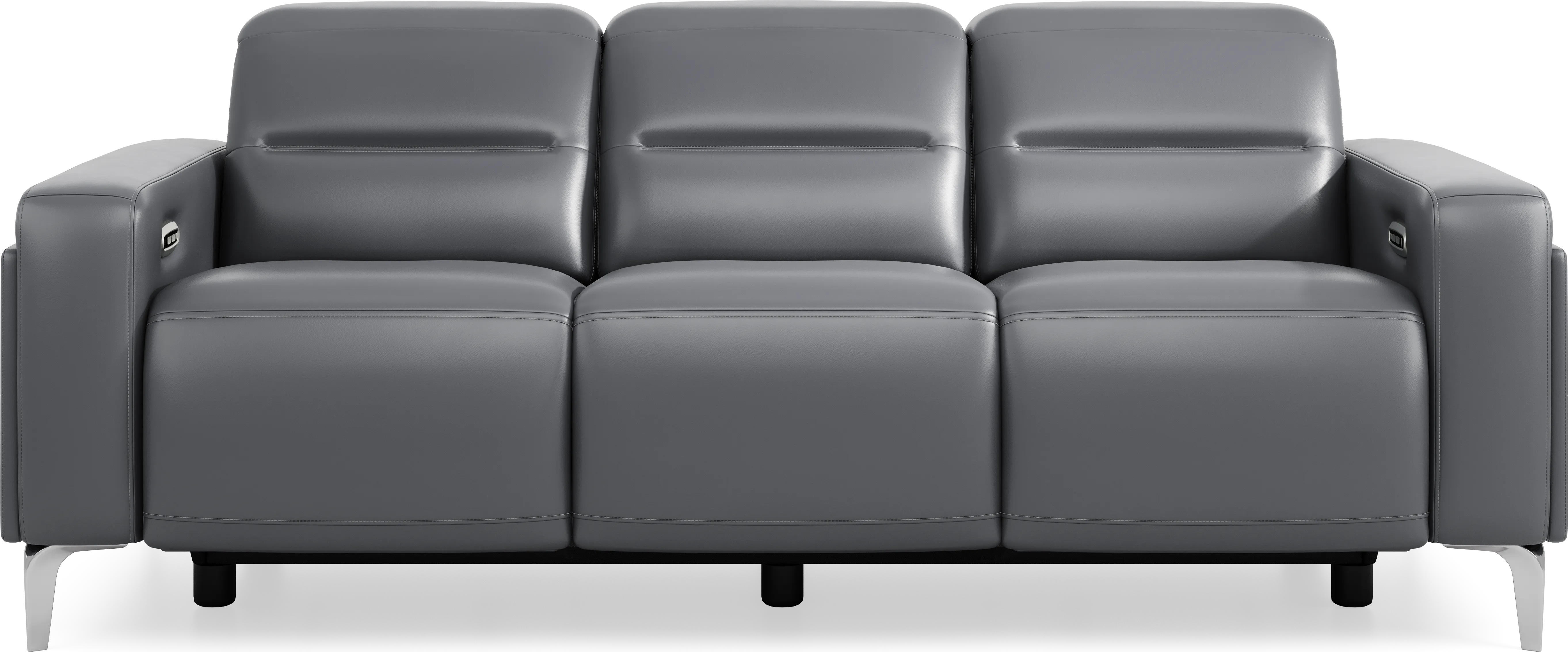 Amalfi Blue Leather 2 Pc Dual Power Reclining Living Room - Thumbnail - Image 2