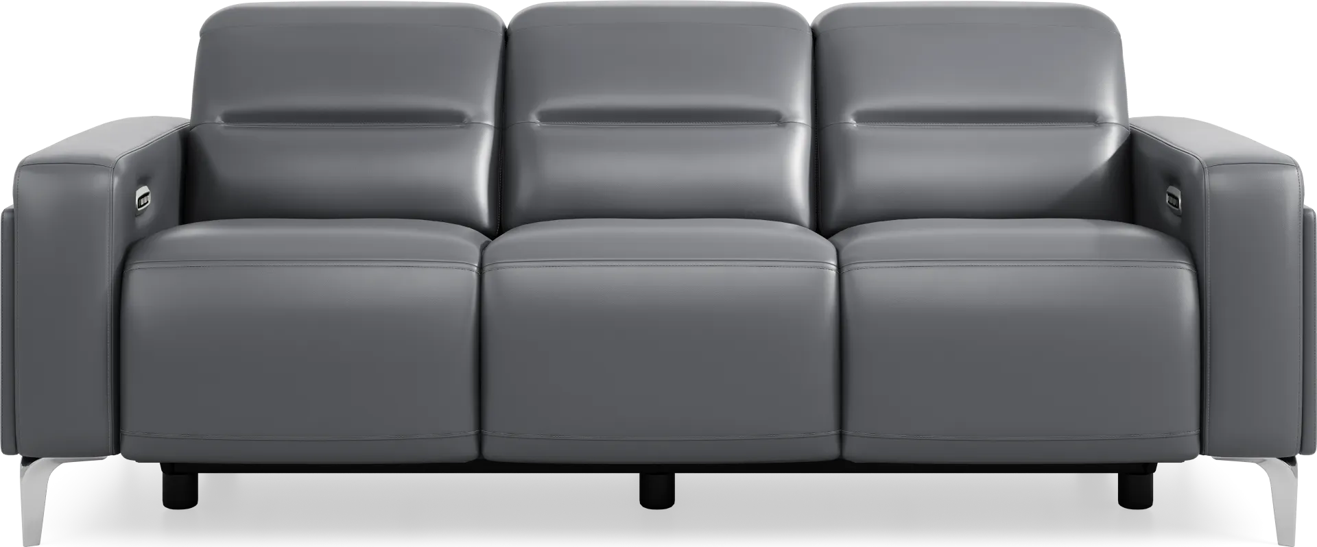 Amalfi Blue Leather Dual Power Reclining Sofa - Image 2