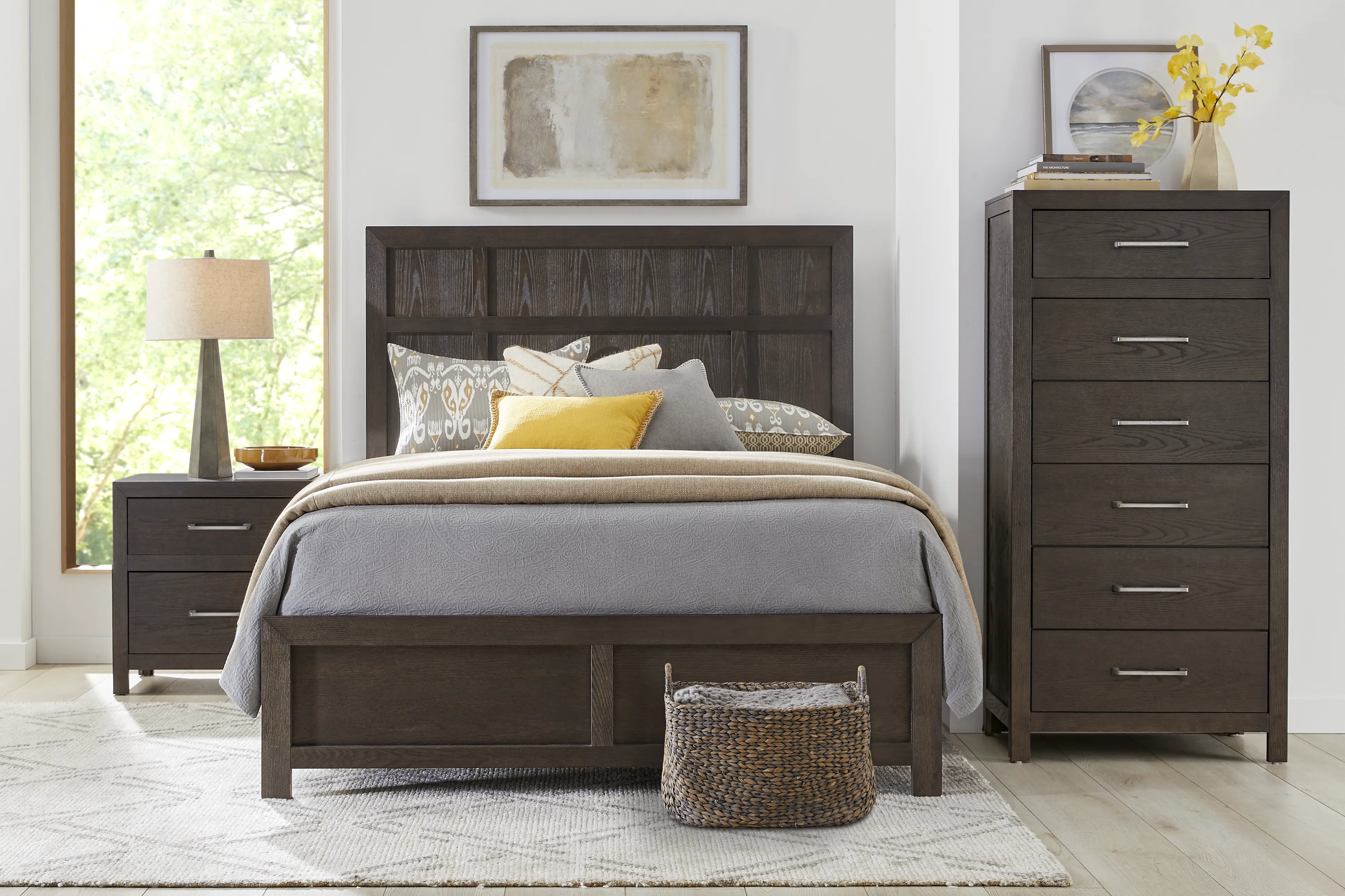 Woodley Dark Brown 5 Pc Queen Panel Bedroom - Image 1