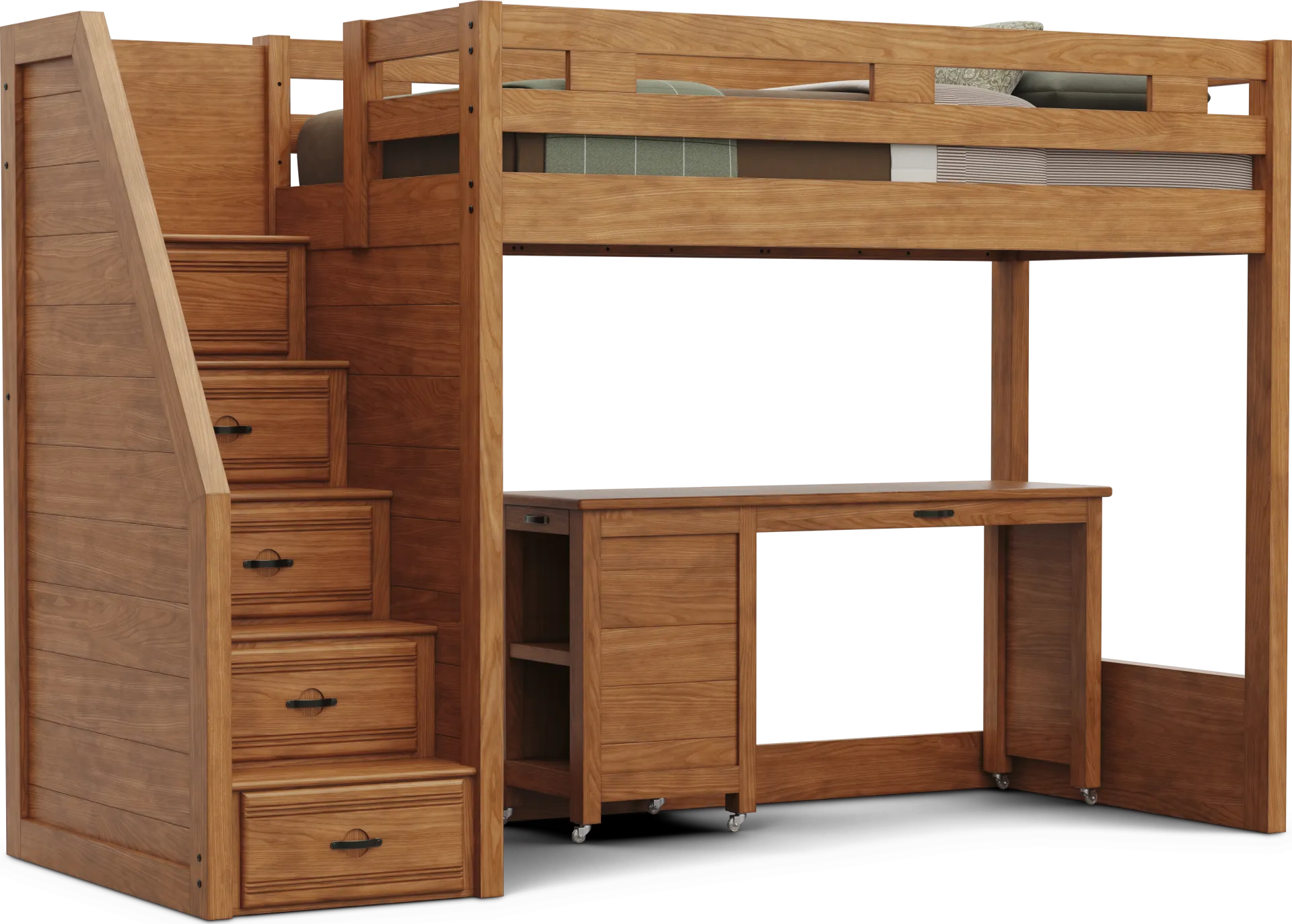 Kids Creekside 3.0 Chestnut Color Twin Step Loft Bed with Desk - Image 1