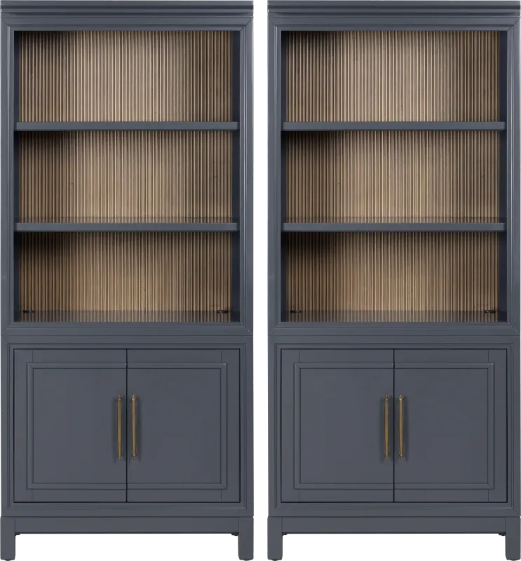 Albion Blue Bookcases, Set of 2