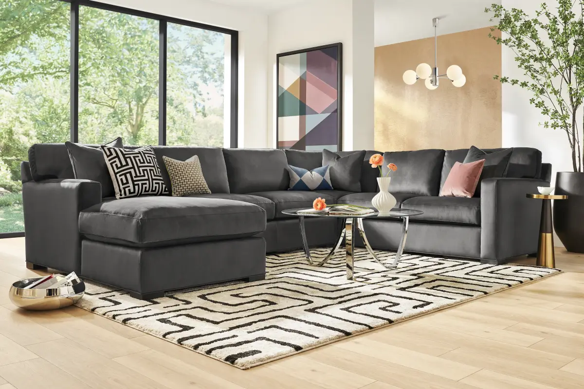 Harmonie Gunmetal 3 Pc Gel Foam Sleeper Sectional