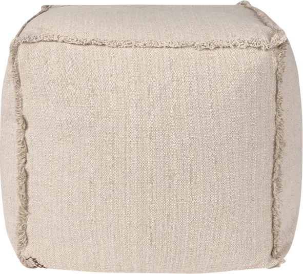 Handloom Beige Pouf