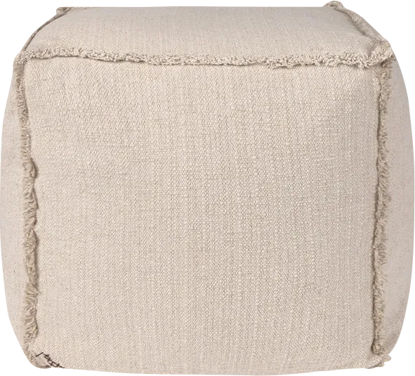 Handloom Beige Pouf - Image 1