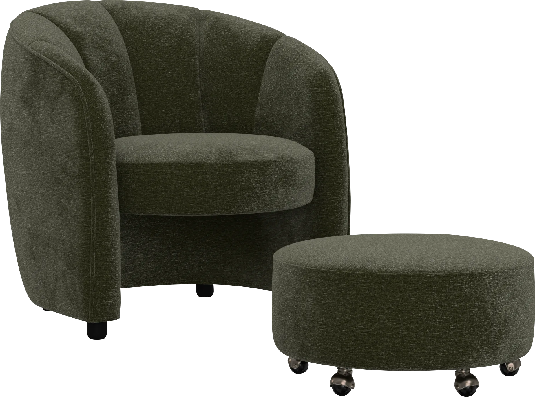 Crosby Green Accent Chair with Ottoman - Image 1