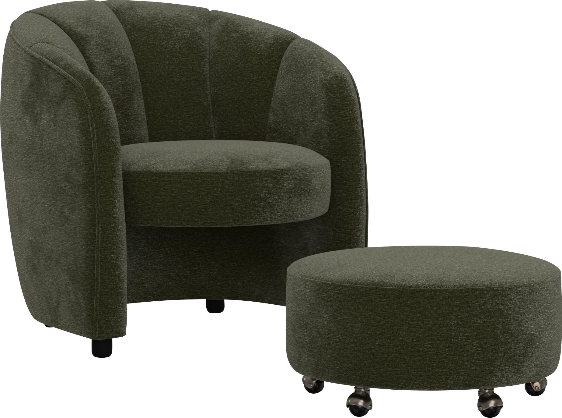 Crosby Green Accent Chair with Ottoman