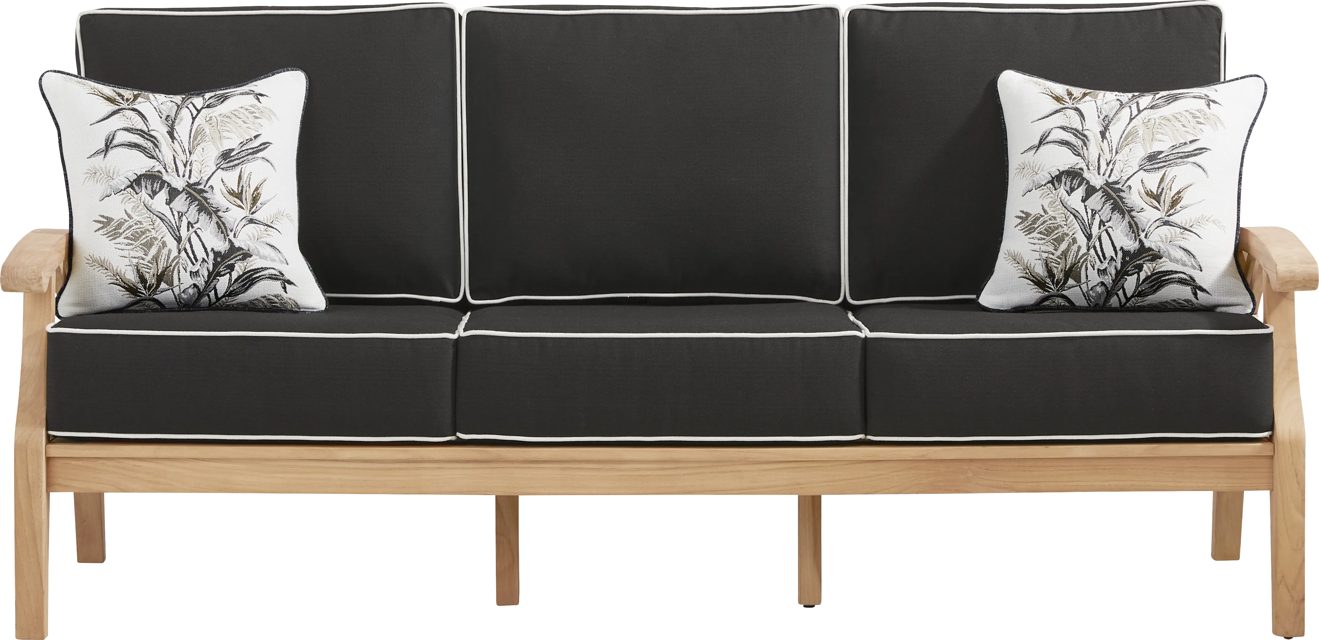 Pleasant Bay Woven Teak Outdoor Sofa with Charcoal Cushions - Thumbnail - Image 1
