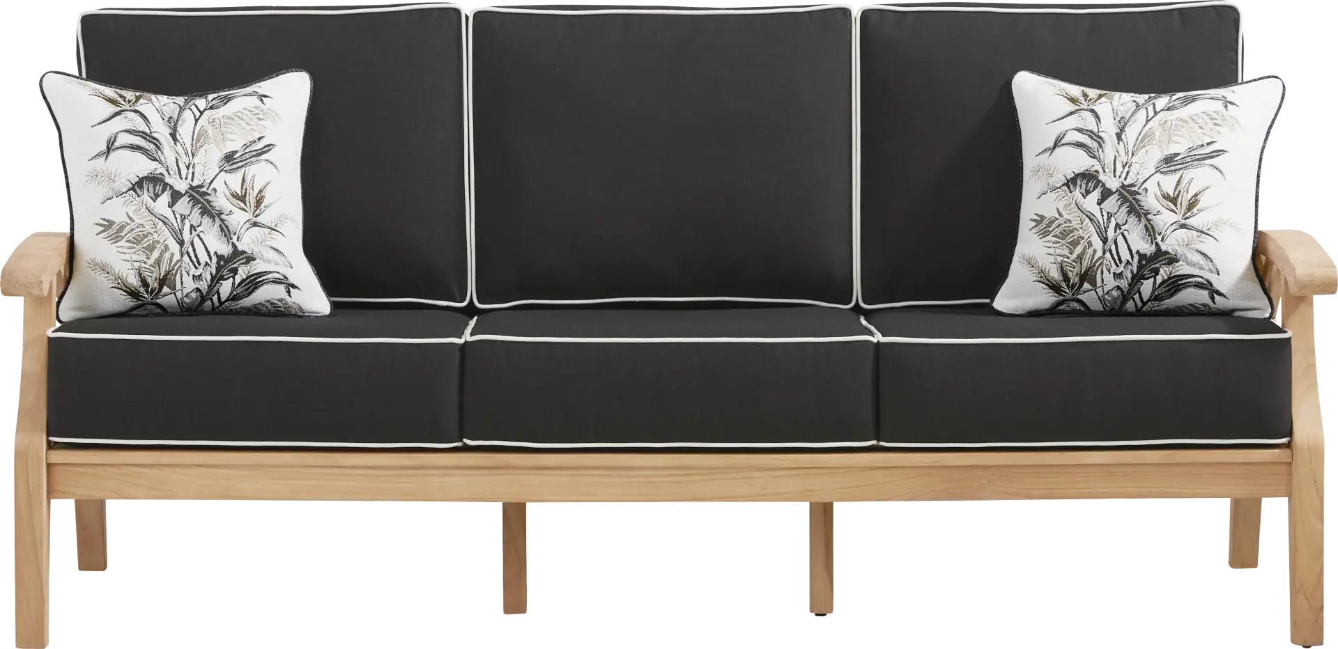 Pleasant Bay Woven Teak Outdoor Sofa with Charcoal Cushions