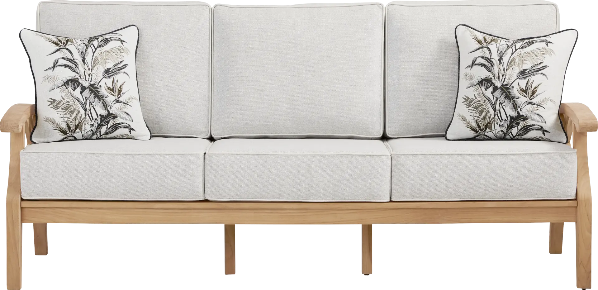 Pleasant Bay Woven Teak Outdoor Sofa with Dove Cushions