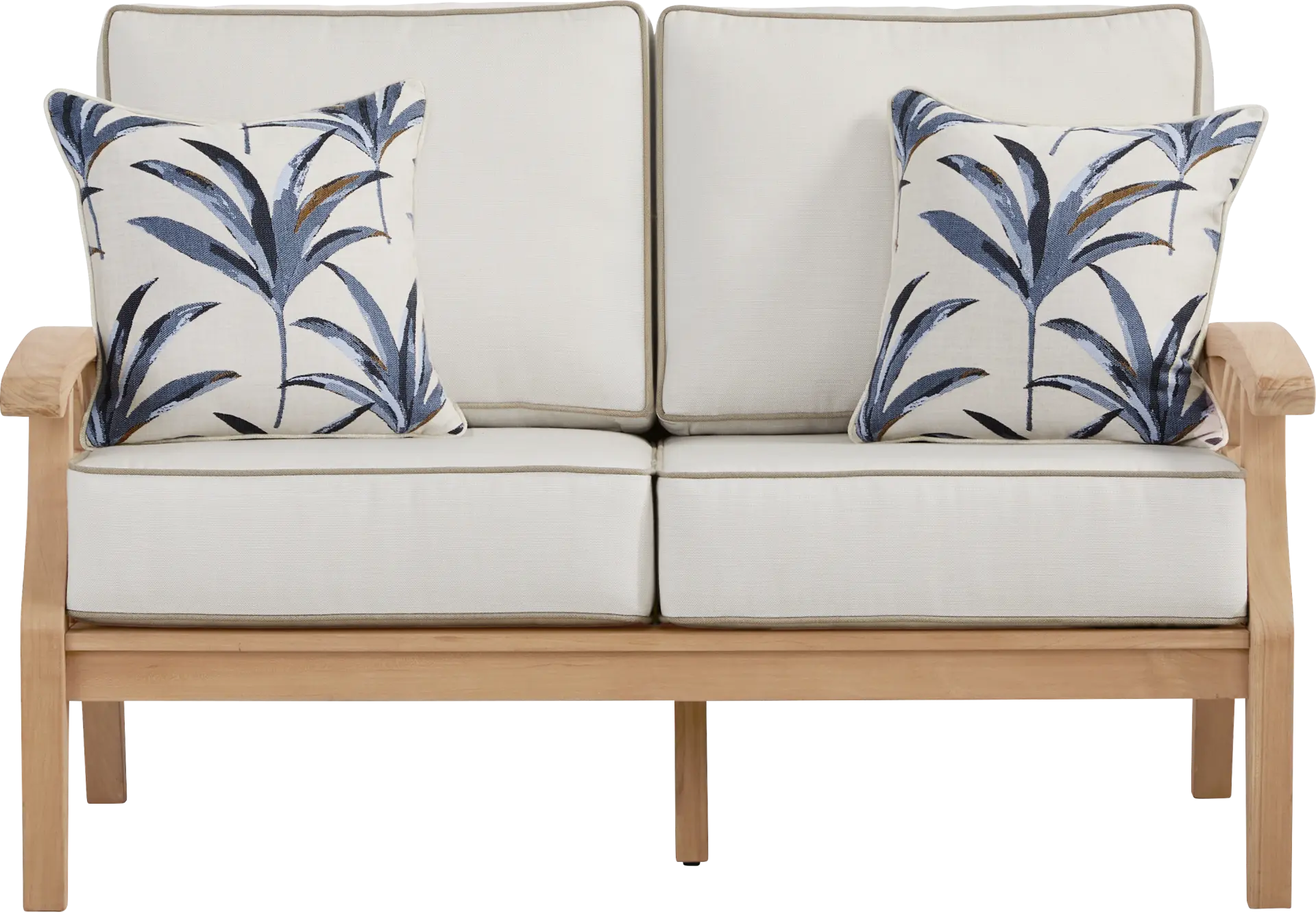 Pleasant Bay Woven Teak Outdoor Loveseat with Vapor Cushions