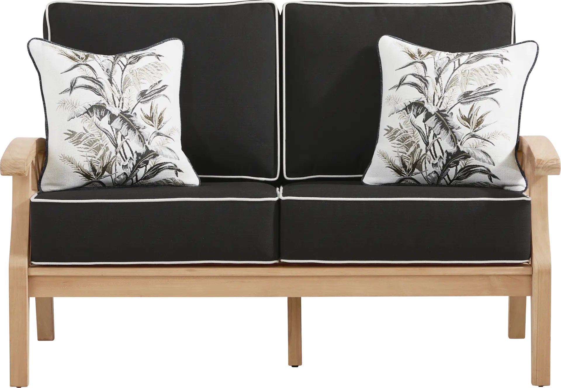 Pleasant Bay Woven Teak Outdoor Loveseat with Charcoal Cushions