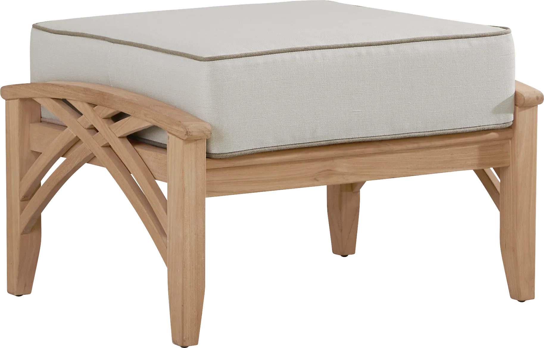 Pleasant Bay Woven Teak Outdoor Ottoman with Vapor Cushion - Thumbnail - Image 1