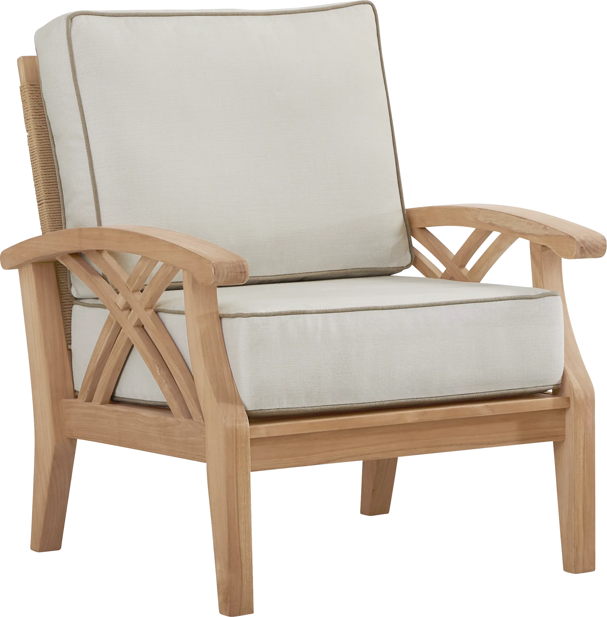 Pleasant Bay Woven Teak 4 Pc Outdoor Seating Set with Vapor Cushions - Thumbnail - Image 5