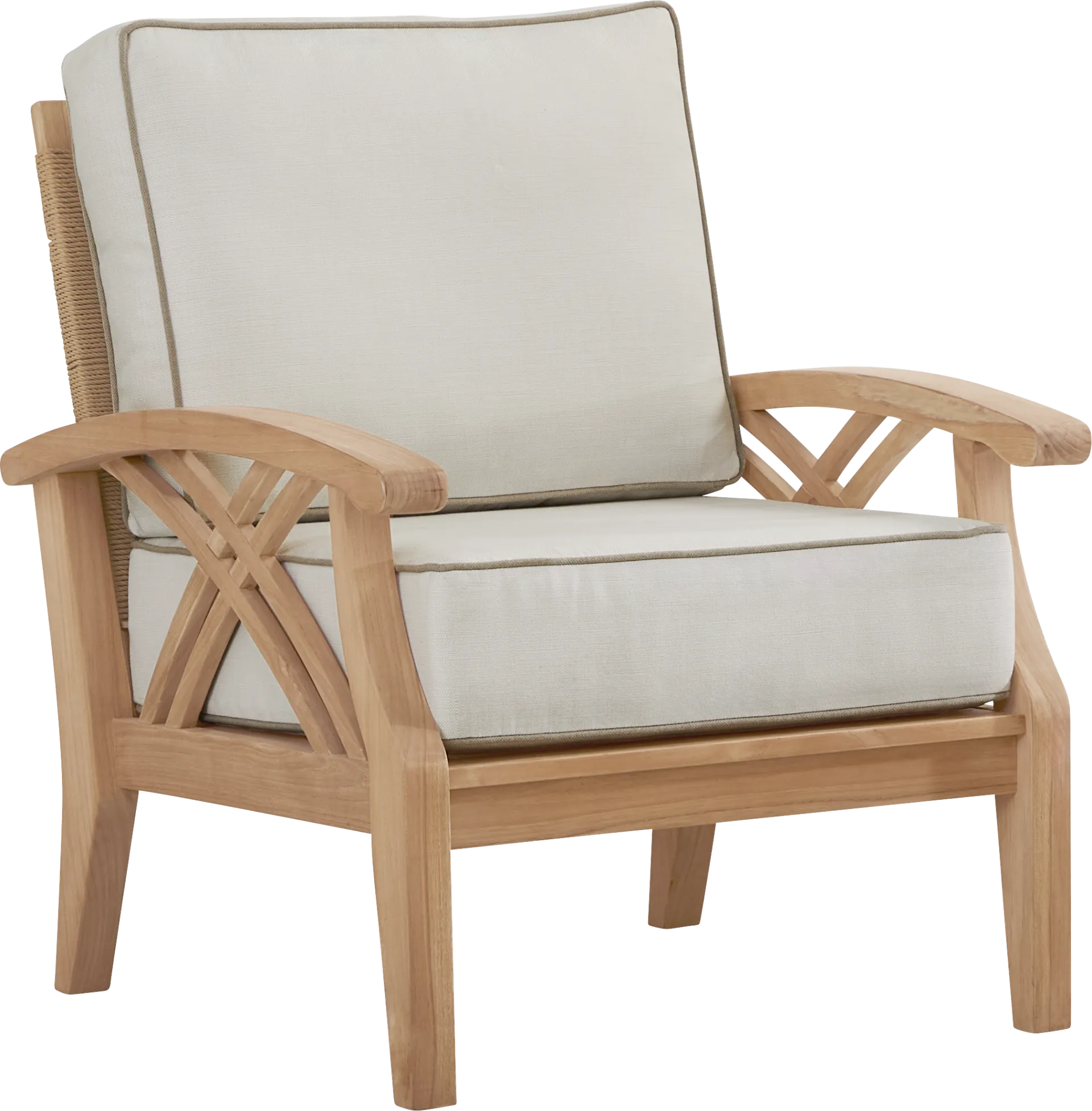 Pleasant Bay Woven Teak 4 Pc Outdoor Seating Set with Vapor Cushions - Image 5