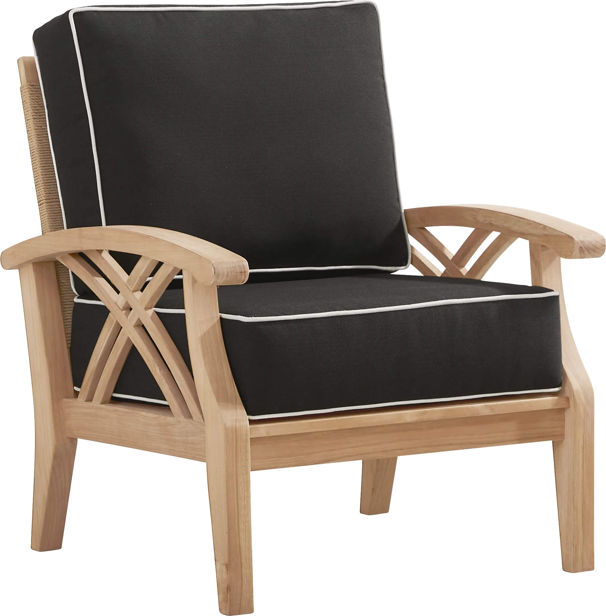 Pleasant Bay Woven Teak 4 Pc Outdoor Loveseat Seating Set with Charcoal Cushions - Thumbnail - Image 5