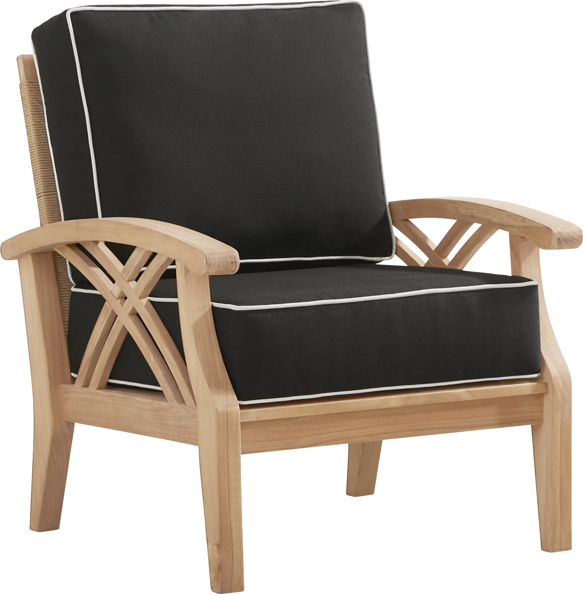 Pleasant Bay Woven Teak 4 Pc Outdoor Loveseat Seating Set with Charcoal Cushions - Image 5