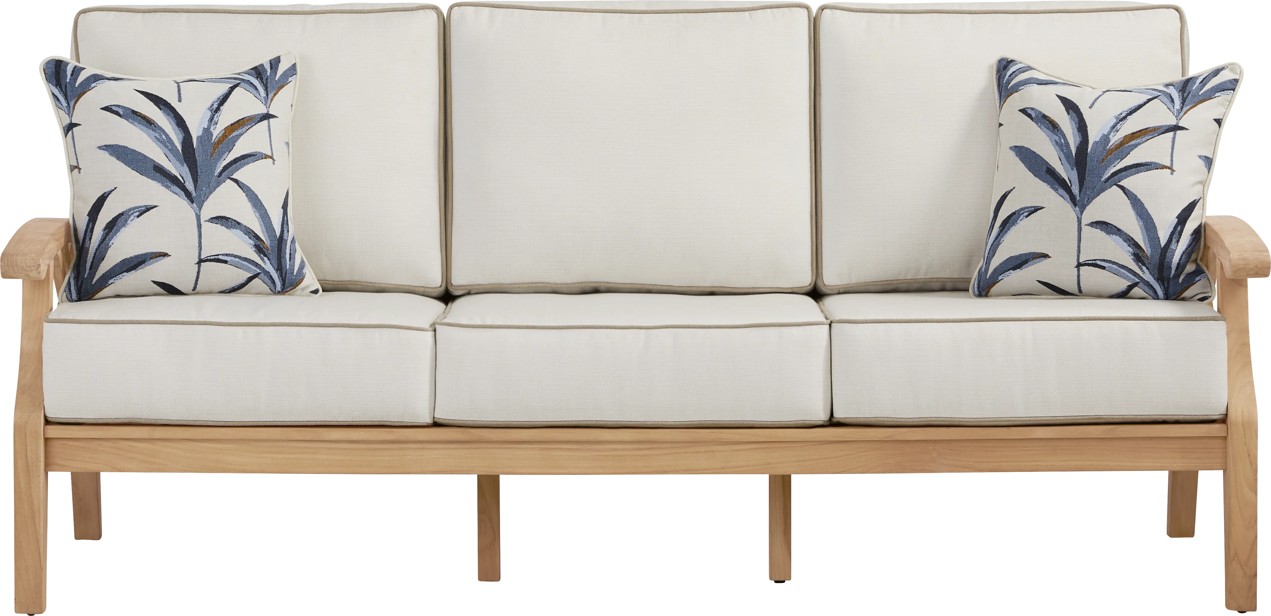 Pleasant Bay Woven Teak Outdoor Sofa with Vapor Cushions - Thumbnail - Image 1